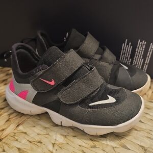 Nike Black and Pink Velcro Strap Sneakers